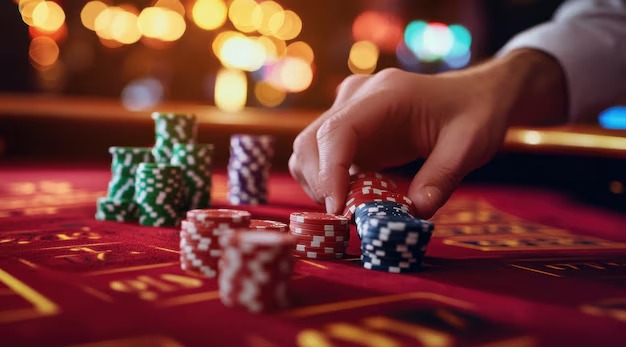 Live Bandar Poker table at rtp sanghoki with professional dealer and multiple players